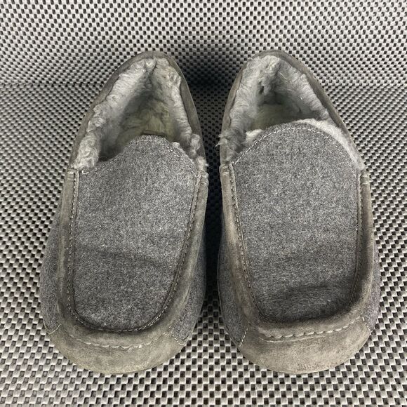 Ugg Ascot Moccasins Slippers Loafers Mens Size 10 Gray Leather Shearling Slip On main image 13